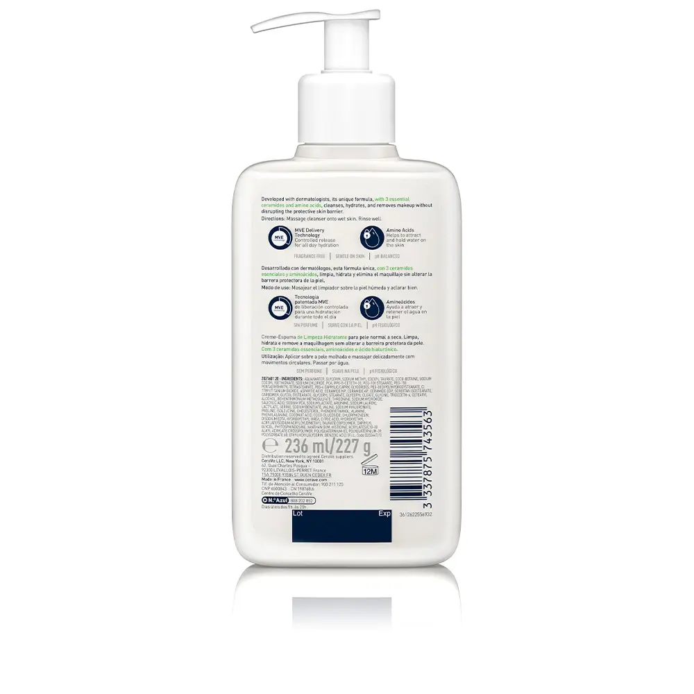 Cerave HYDRATING CREAM-TO-FOAM cleanser for normal to dry skin 3 Cerave HYDRATING CREAM-TO-FOAM cleanser for normal to dry skin Sữa rửa mặt
