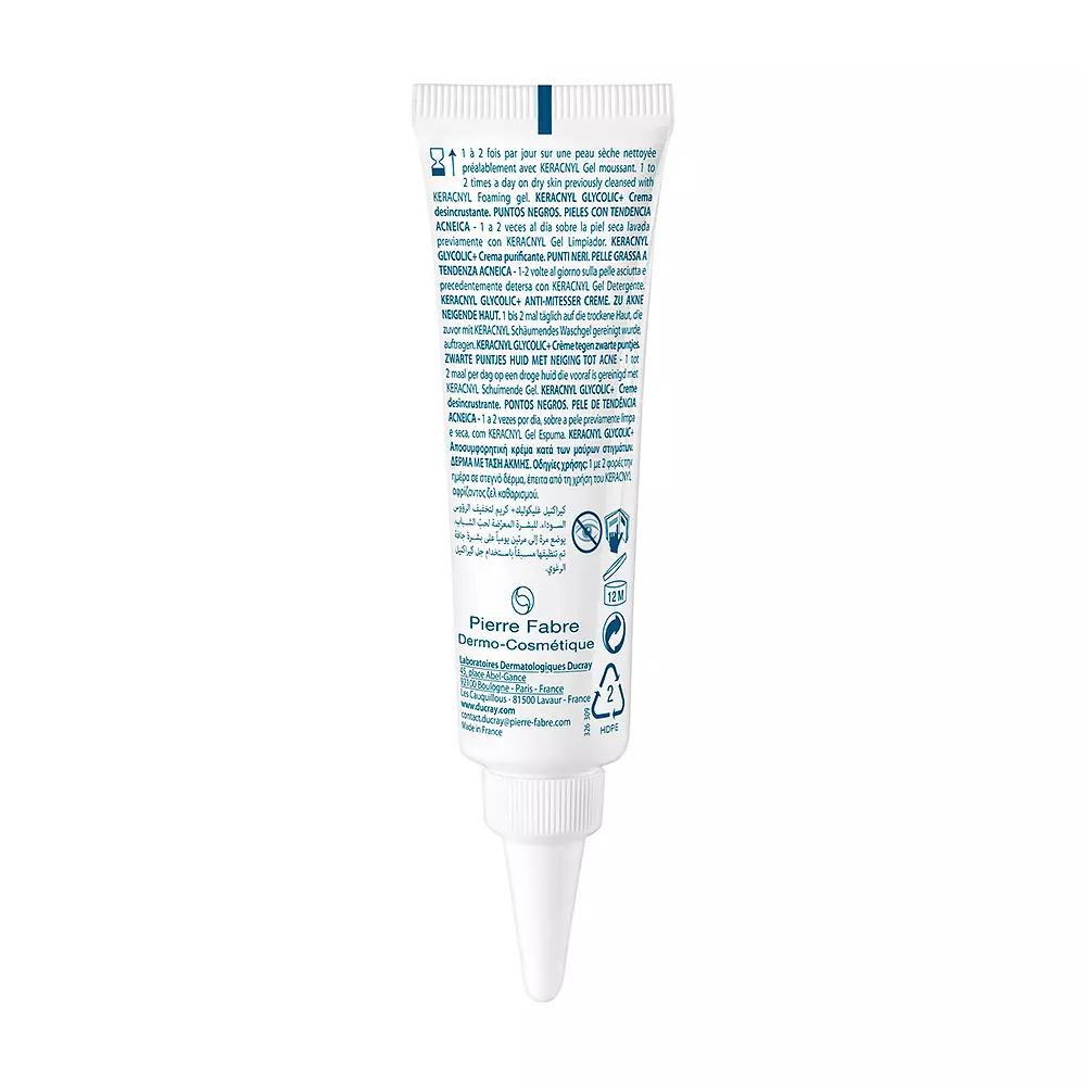 Ducray KERACNYL GLYCOLIC+ descaling cream 2 KERACNYL GLYCOLIC+ descaling cream Kem điều trị mụn trứng cá & loại bỏ đầu đen chính hãng Ducray