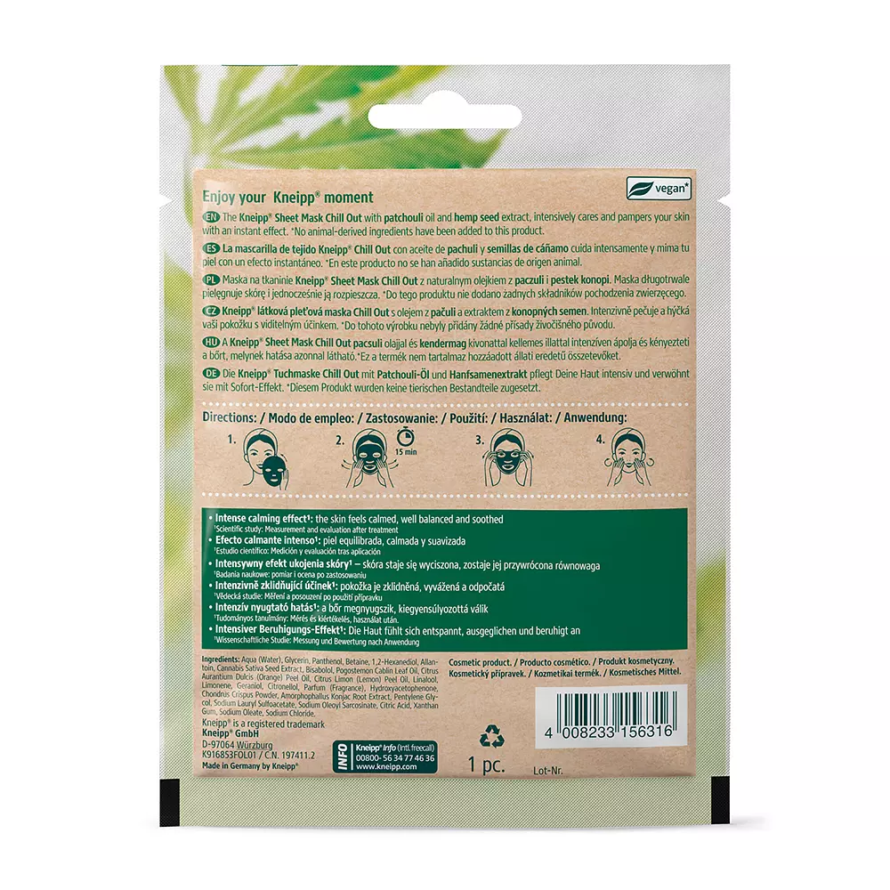 Kneipp CHILL OUT sheet mask 2 CHILL OUT sheet mask Mặt nạ chính hãng Kneipp
