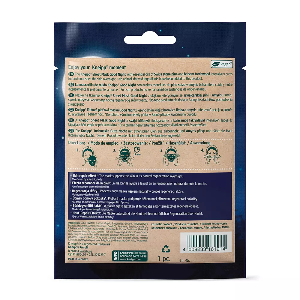 Kneipp GOOD NIGHT sheet mask 2 GOOD NIGHT sheet mask Mặt nạ chính hãng Kneipp