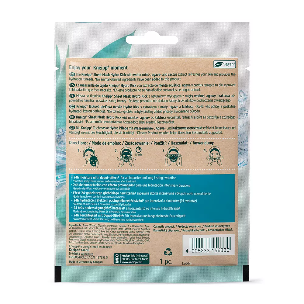Kneipp HYDRO KICK sheet mask 2 HYDRO KICK sheet mask Mặt nạ chính hãng Kneipp